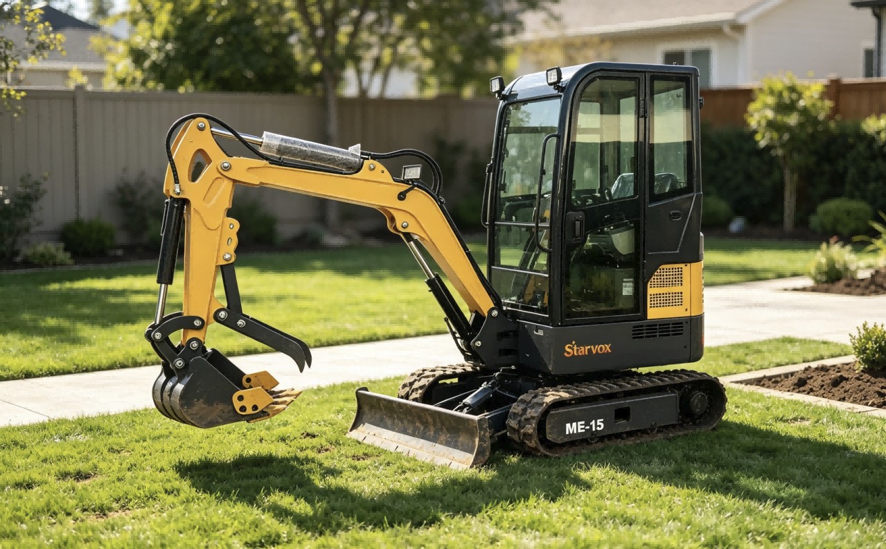 STARVOX SV-ME15 Enclosed Cab Mini Excavator